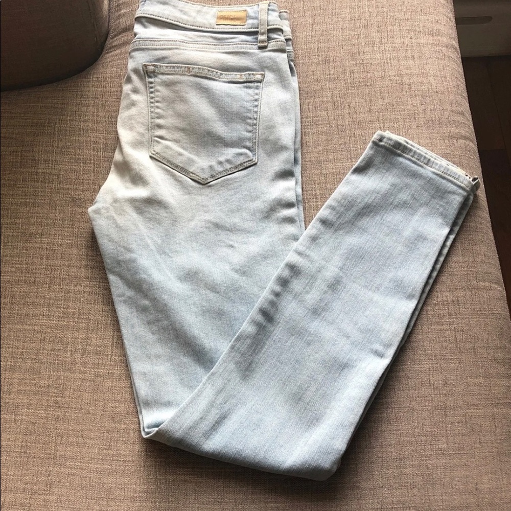 Paige light wash jeans with zipper